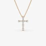 14k Gold Baguette and Round Diamond Necklace 14K Rose Gold Ferkos Fine Jewelry