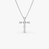 14k Gold Baguette and Round Diamond Necklace 14K White Gold Ferkos Fine Jewelry
