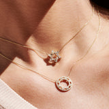 14k Full Circle Baguette & Round Diamond Necklace Ferkos Fine Jewelry