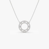 14k Full Circle Baguette & Round Diamond Necklace 14K White Gold Ferkos Fine Jewelry