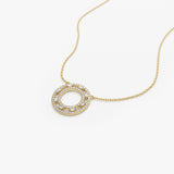 14k Full Circle Baguette & Round Diamond Necklace Ferkos Fine Jewelry