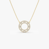 14k Full Circle Baguette & Round Diamond Necklace 14K Gold Ferkos Fine Jewelry