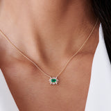 14k Tapered Baguette Diamond & Emerald Necklace  Ferkos Fine Jewelry