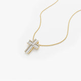 14k Unique Cross with Baguettes and Round Diamonds Ferkos Fine Jewelry