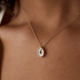 14k Teardrop Shape Baguette and Round Diamond Statement Necklace Ferkos Fine Jewelry