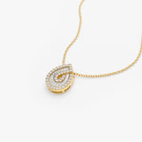 14k Teardrop Shape Baguette and Round Diamond Statement Necklace Ferkos Fine Jewelry