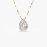 14k Teardrop Shape Baguette and Round Diamond Statement Necklace 14K Gold Ferkos Fine Jewelry