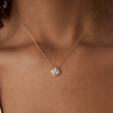 14k Baguette Diamond Necklace in Halo Setting Ferkos Fine Jewelry