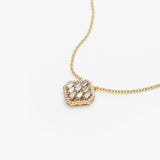 14k Baguette Diamond Necklace in Halo Setting Ferkos Fine Jewelry