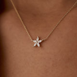 14k Marquise Shaped Diamond Flower Design Necklace Ferkos Fine Jewelry