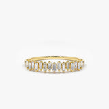14K Gold Stackable Vertical Baguette Diamond Ring 14K Gold Ferkos Fine Jewelry