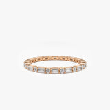14k Alternating Baguette & Round Diamond Full Eternity Ring 14K Rose Gold Ferkos Fine Jewelry