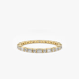 14k Alternating Baguette & Round Diamond Full Eternity Ring 14K Gold Ferkos Fine Jewelry