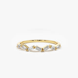 14K Slanted Baguette Diamond Stacking Ring 14K Gold Ferkos Fine Jewelry
