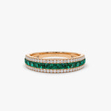 14k Half Eternity Square Emerald Anniversary Ring 14K Rose Gold Ferkos Fine Jewelry