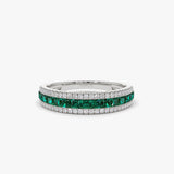 14k Half Eternity Square Emerald Anniversary Ring Ferkos Fine Jewelry