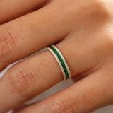 14k  Half Eternity Square Emerald Anniversary Ring  Ferkos Fine Jewelry