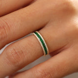 14k Half Eternity Square Emerald Anniversary Ring Ferkos Fine Jewelry