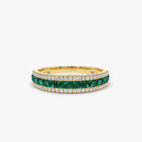 14k Half Eternity Square Emerald Anniversary Ring 14K Gold Ferkos Fine Jewelry