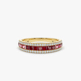 14k Half Eternity Square Ruby Anniversary Ring 14K Gold Ferkos Fine Jewelry
