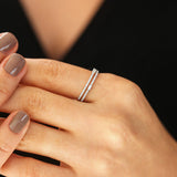 14k Unique Double Row Micro Pave Statement Ring Ferkos Fine Jewelry