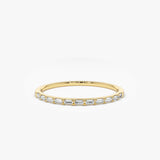 14K Ultra Thin Half Eternity Baguette Diamond Stackable Ring 14K Gold Ferkos Fine Jewelry