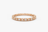 14K Baguette & Round Diamond Milgrain Bezel Full Eternity Ring 14K Rose Gold Ferkos Fine Jewelry