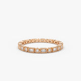 14K Baguette & Round Diamond Milgrain Bezel Full Eternity Ring Ferkos Fine Jewelry