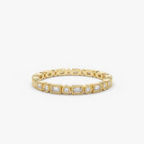 14K Baguette & Round Diamond Milgrain Bezel Full Eternity Ring Ferkos Fine Jewelry