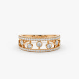 14k Double Row Pave Ring w/ Floating Diamonds 14K Rose Gold Ferkos Fine Jewelry