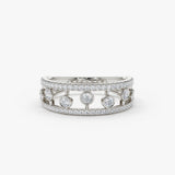 14k Double Row Pave Ring w/ Floating Diamonds Ferkos Fine Jewelry