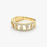 14k Double Row Pave Ring w/ Floating Diamonds Ferkos Fine Jewelry