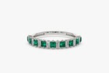 14k Unique Princess Cut Emerald and Baguette Diamond Ring Ferkos Fine Jewelry