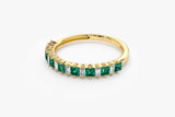 14k Unique Princess Cut Emerald and Baguette Diamond Ring Ferkos Fine Jewelry