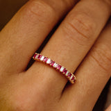 14k Unique Princess Cut Ruby and Baguette Diamond Ring Ferkos Fine Jewelry