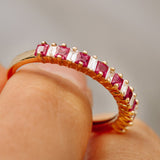 14k Unique Princess Cut Ruby and Baguette Diamond Ring Ferkos Fine Jewelry