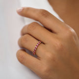 14k Unique Princess Cut Ruby and Baguette Diamond Ring Ferkos Fine Jewelry