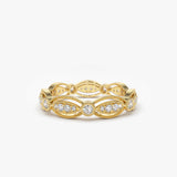 14K Vintage Art Deco Diamond Eternity Wedding Ring 14K Gold Ferkos Fine Jewelry