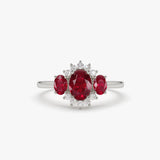 14k Three Stone Ruby Cluster Ring Ferkos Fine Jewelry