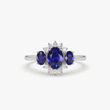 14k Three Stone Sapphire Cluster Ring Ferkos Fine Jewelry