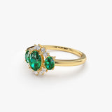 14k Three Stone Emerald Cluster Ring Ferkos Fine Jewelry