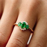 14k Three Stone Emerald Cluster Ring Ferkos Fine Jewelry