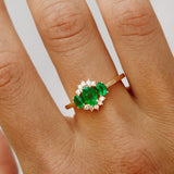 14k Three Stone Emerald Cluster Ring Ferkos Fine Jewelry