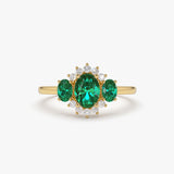 14k Three Stone Emerald Cluster Ring 14K Gold Ferkos Fine Jewelry