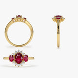 14k Three Stone Ruby Cluster Ring Ferkos Fine Jewelry