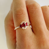 14k Three Stone Ruby Cluster Ring Ferkos Fine Jewelry