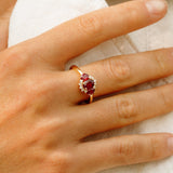 14k Three Stone Ruby Cluster Ring Ferkos Fine Jewelry