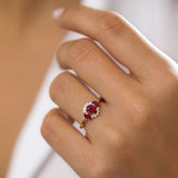 14k Three Stone Ruby Cluster Ring Ferkos Fine Jewelry