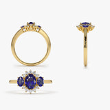 14k Three Stone Sapphire Cluster Ring Ferkos Fine Jewelry