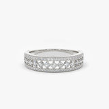 14k Triple Row Diamond Wedding Ring Ferkos Fine Jewelry
